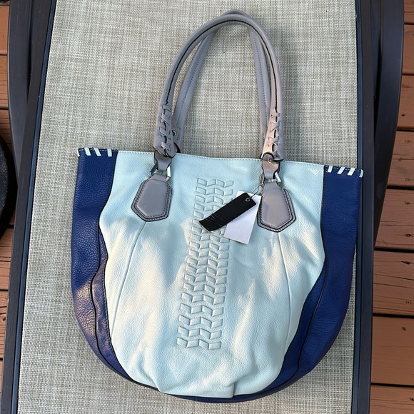 orYANY New Lyssie Braided Leather Tote Shopper Shoulder Handbag BLUE Navy - Picture 10 of 16